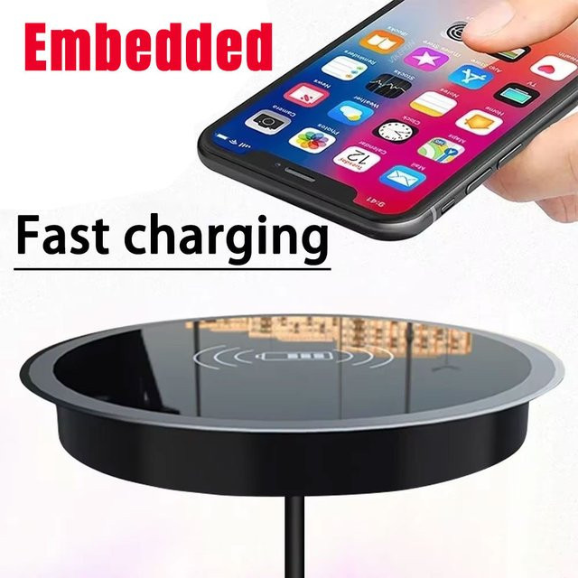 VIKEFON Kabelloses Desktop-Einbau-Ladegerät in Schwarz für schnelles induktives Laden von iPhone, Samsung, Huawei, Xiaomi und Oppo - Bild 1