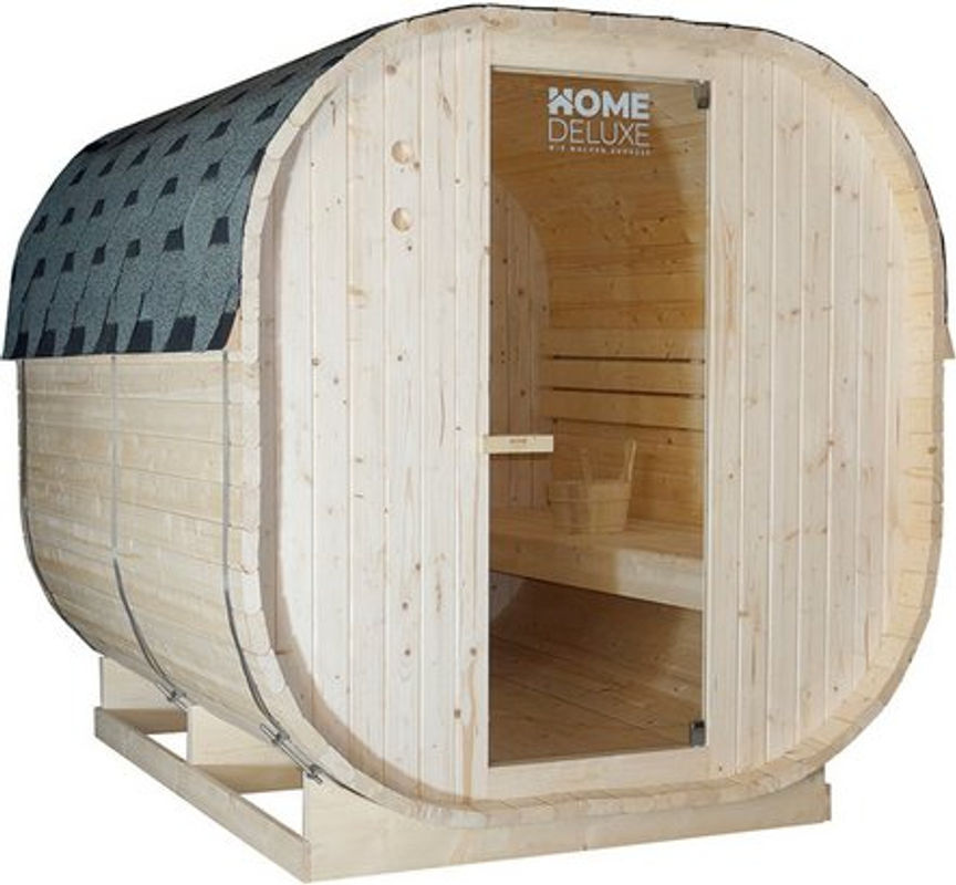 Home Deluxe Fasssauna CUBE XL Outdoor Sauna aus Fichtenholz in Holzfarben und Beige, B/H: 184,2 x 193,8 cm - Bild 5