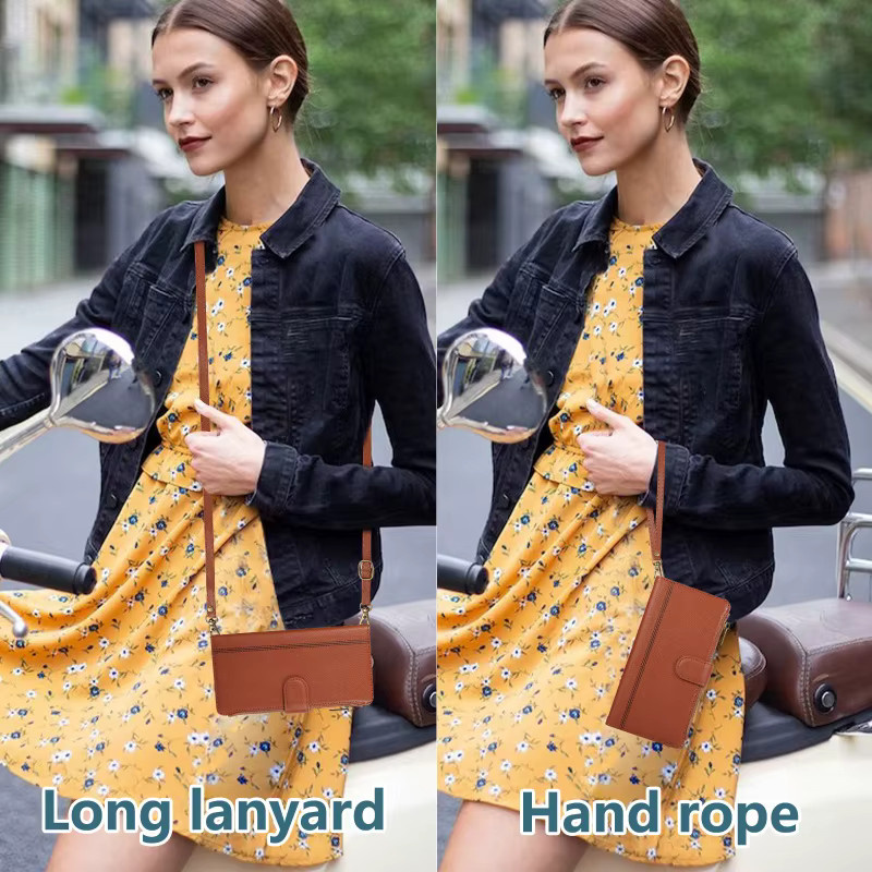 Leder Handyhülle mit Reißverschluss und Lanyard als Flip Wallet für iPhone, verfügbar in Schwarz und Braun - Bild 5