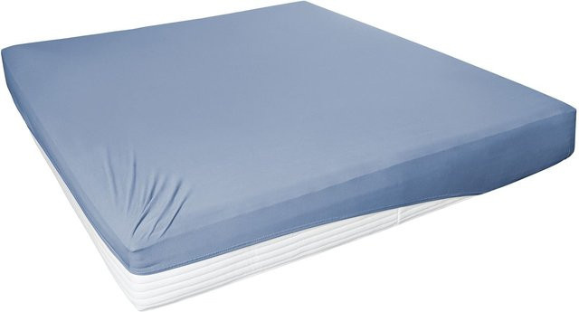 PRIMERA Elastan-Jersey-Spannbetttuch mit Rundumgummi, Blau, B/T/H: 100 x 120 x 200 cm - Bild 1