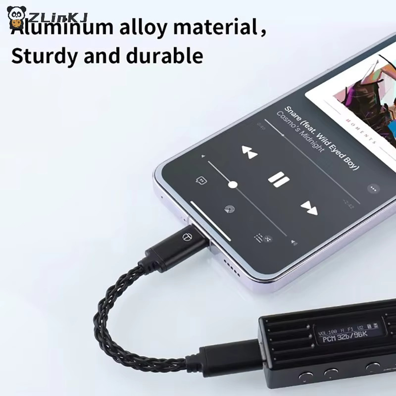 TRN Typ-C zu Typ-C DAC-Verstärker-Upgrade-Kabel HiFi-Adapter mit 8-adrigem versilbertem Kabel in Schwarz und Silber für TRN TE PRO und USB-C Geräte - Bild 4