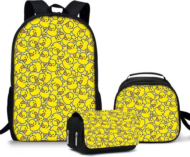3er Set BAOERYE Runde Lunchtaschen und Federmäppchen mit Gelbe Ente Motiv in Gelb für Kinder - Bild 1
