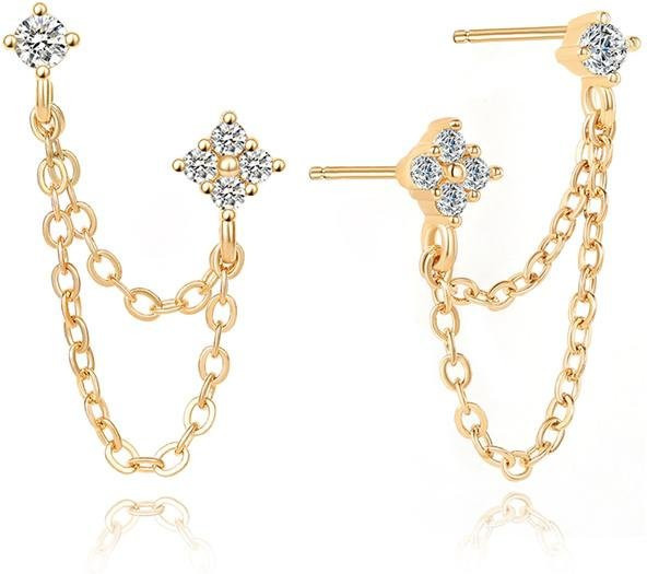 YIRAN Jewelry Quastenohrringe, Kupfer, Zirkonia, beige, Damen - Bild 1