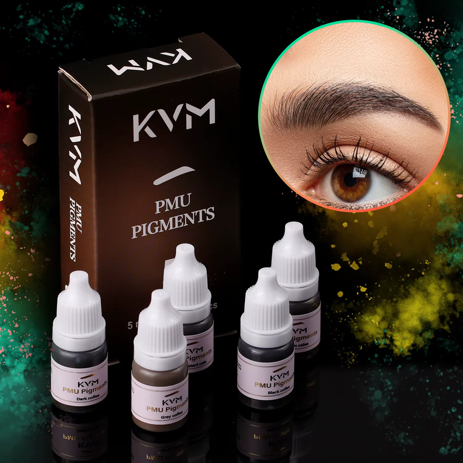 KVM Microblading Tinten, 5/8 Stück, Schwarz, Braun, Grau, Kaffee, Unisex - Bild 2