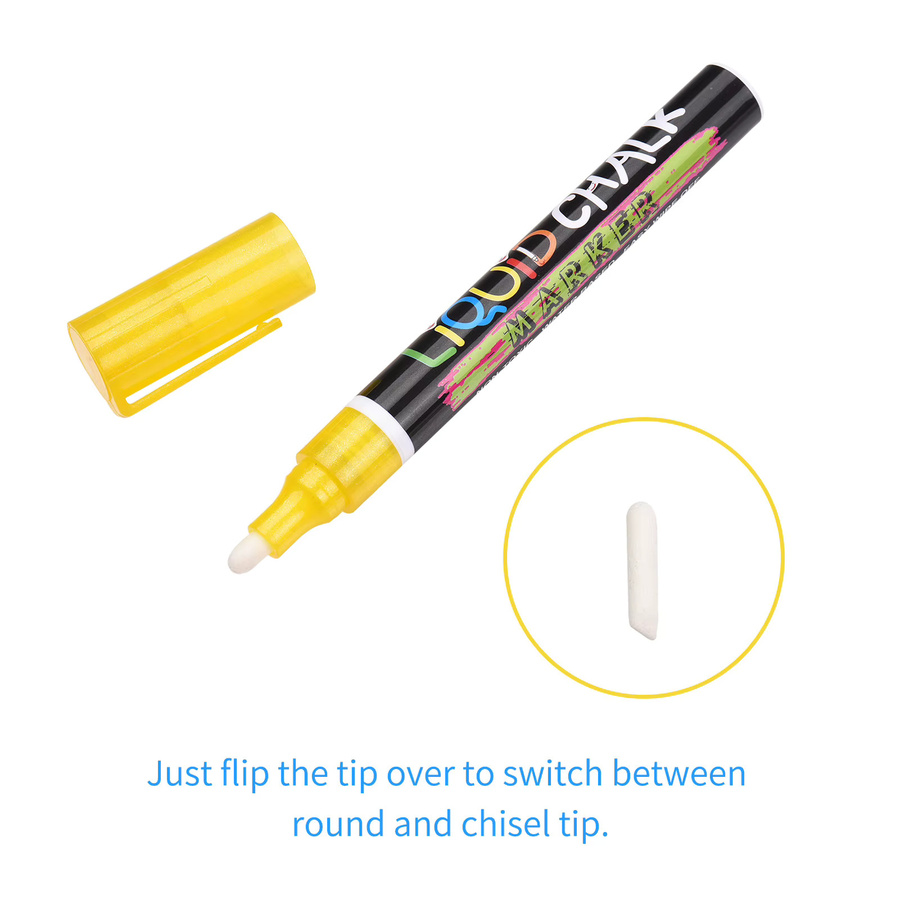 Flüssigkreide-Marker Set mit 12 lebendigen Farben, 3 mm umkehrbare Chisel-Spitze, wasserbasierte und ungiftige Markierungsstifte für löschbare Kreidetafeln - Bild 2