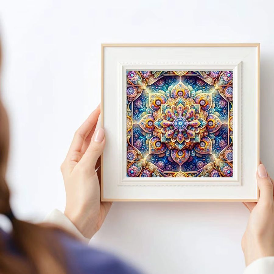 HUACAN 5D Diamant-Stickerei-Set mit buntem Mandala und abstrakten Mustern auf Leinwand, Multicolor - Bild 3