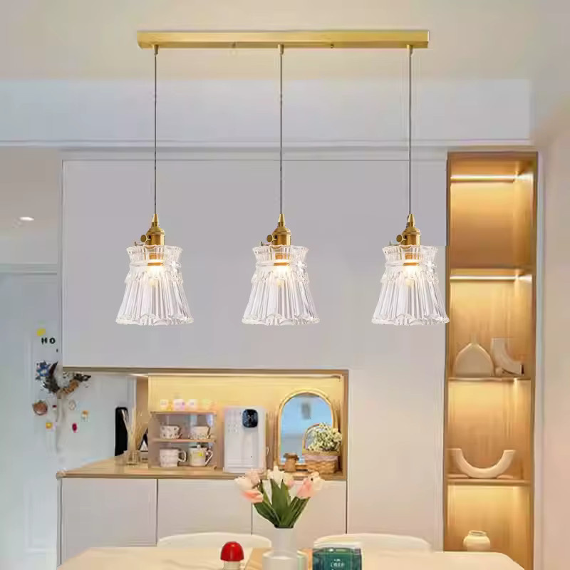 Ramalho Pendelleuchte aus Glas in Transparent mit Gold/Messing für Esszimmer, Küche und Schlafzimmer - Bild 5