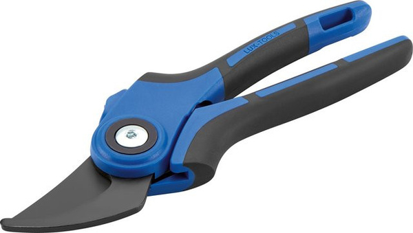 LUX-TOOLS Bypass Gartenschere in Silber mit Einhand-Sicherheitsverschluss und integrierter Einhängeöse