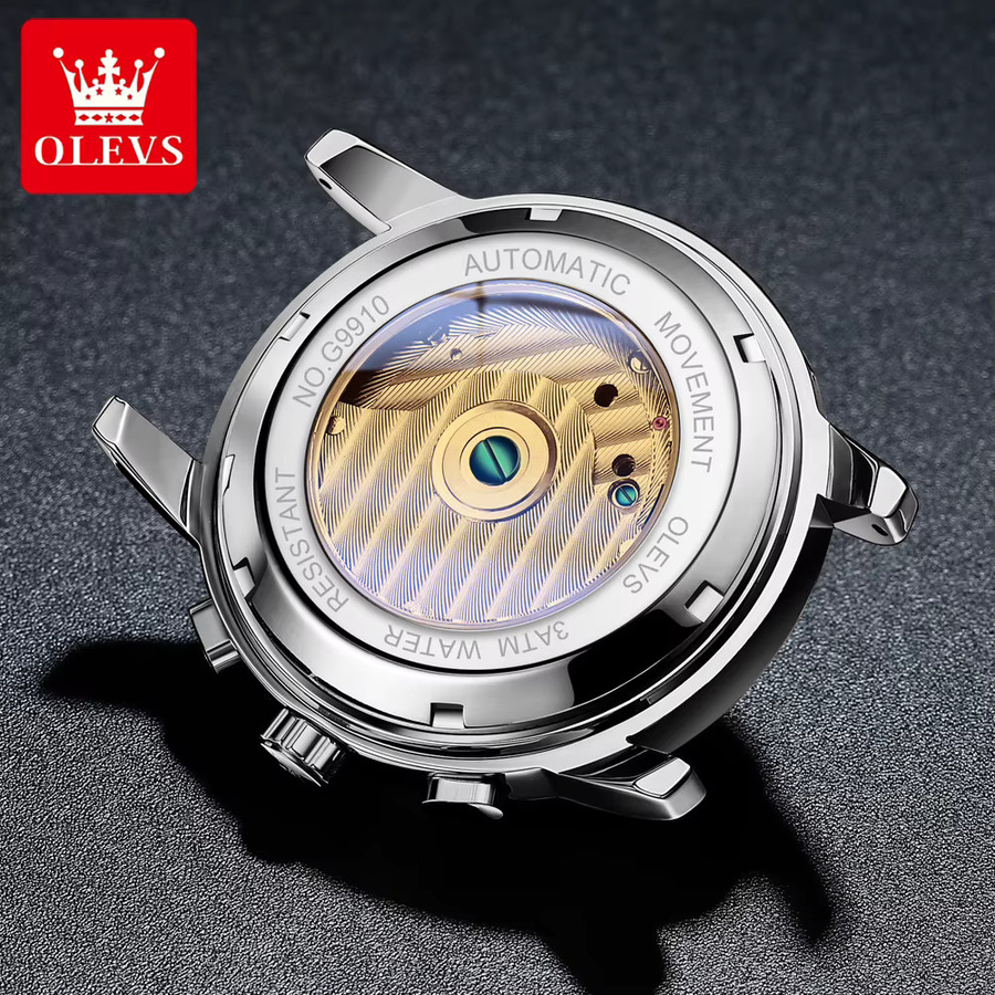 OLEVS Armbanduhr Automatik, Edelstahl, silver grey, Herren - Bild 4