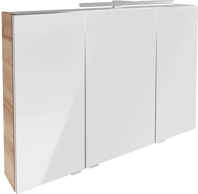 Fackelmann Spiegelschrank B.Brillant in Asteiche mit LED-Beleuchtung, 3 Türen und Sensor-Schalter, B/H/T: 100 x 68 x 15,8 cm - Bild 1