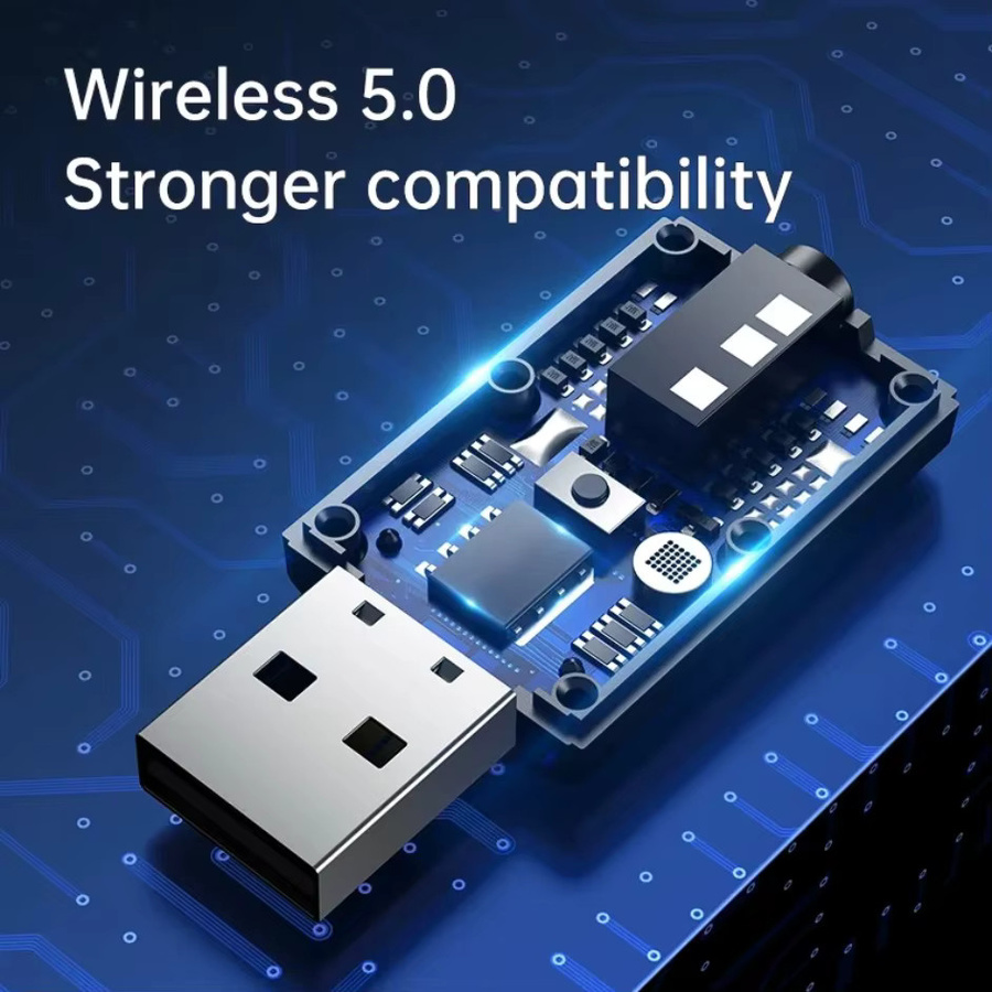 Muzisn 3-in-1 Bluetooth 5.0 Adapter Schwarz: USB und 3,5 mm AUX Sender und Empfänger mit Mikrofon für TV, PC, Kopfhörer und Auto - Bild 5