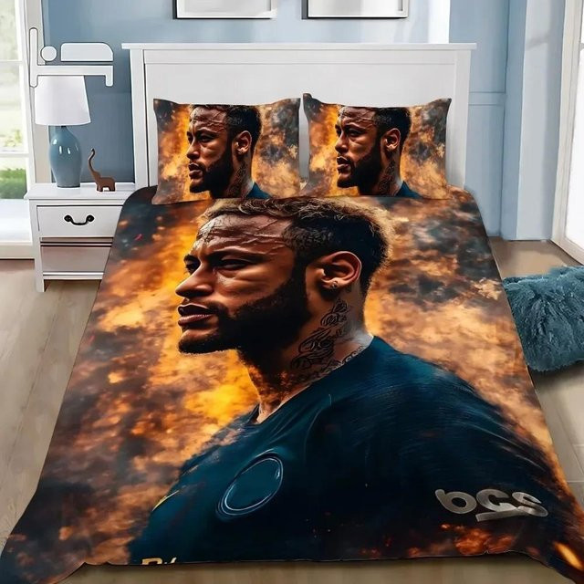 Somelli Fußballstar Bettwäsche-Set mit Neymar Motiv, Mehrfarbig, aus Mikrofaser, B/H: 260 x 240 cm - Bild 1