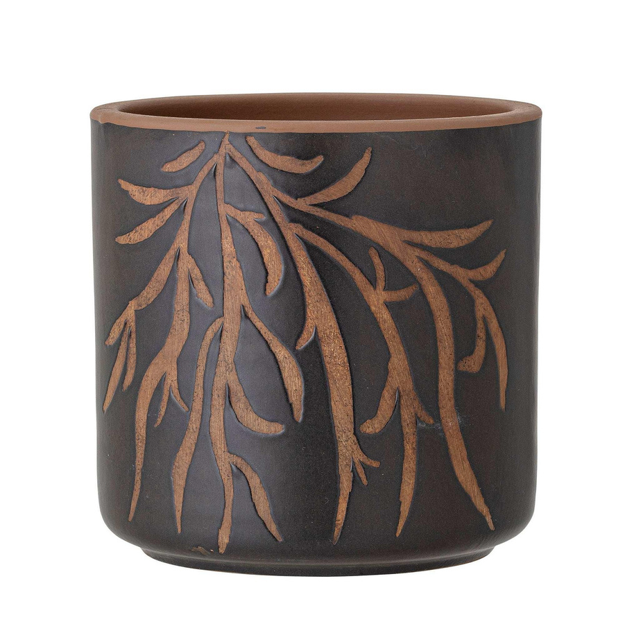 Bloomingville Blumentopf Dres aus Terrakotta in Braun mit Tribal-Dekor, Durchmesser: 16 cm - Bild 1