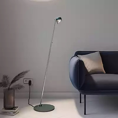 Top Light Puk Mini Single LED Stehleuchte in Schwarz Matt und Chrom mit transparentem Glas - Bild 1