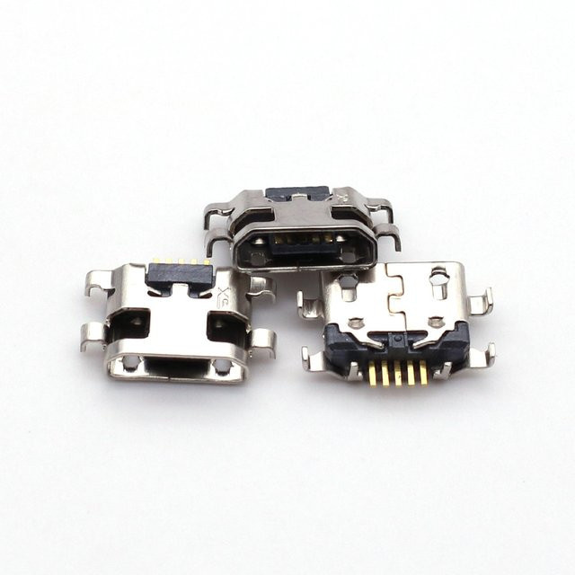 100 Stück USB-C Ladeport Ersatz-Stecker Buchse in Silber für Motorola Moto E6 E5 Play und Samsung A10S A107 - Bild 1