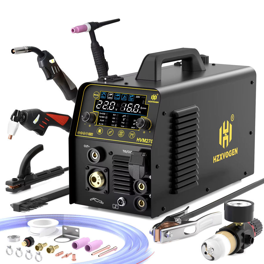 HZXVOGEN 6-in-1 Inverter-Schweißgerät in Schwarz, 220V Aluminium MIG/HF TIG/MMA Gas- und Gaslos-Schweißgerät mit Digitalanzeige und adaptivem Krateranschluss - Bild 6