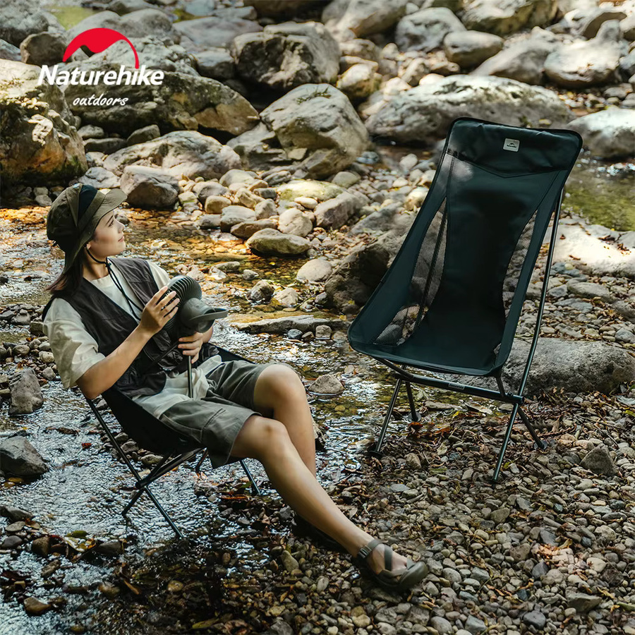 Naturehike L04 Camping Moon Chair zusammenklappbarer Outdoor Relax-Stuhl in Schwarz - Bild 5