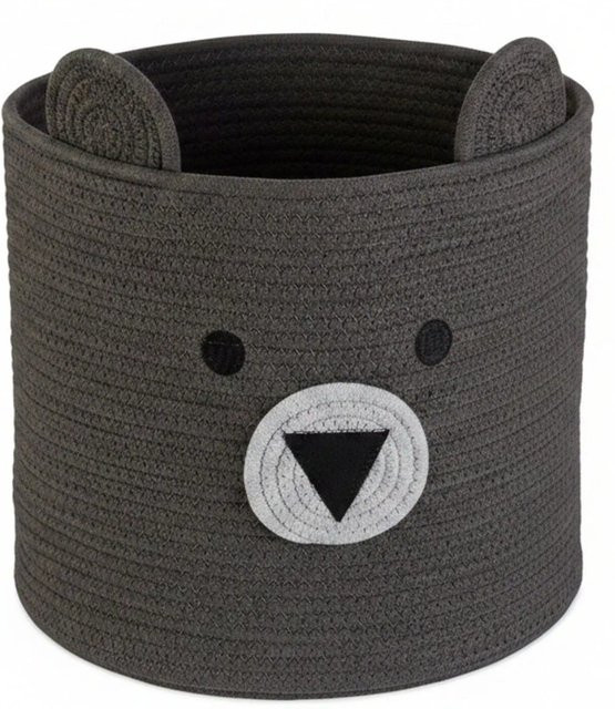 Relaxdays Kinder Aufbewahrungskorb Bär aus Baumwollseil, faltbar, B/T/H: 38 x 34 x 34 cm - Bild 1