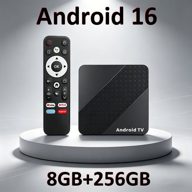 UOSU X10 Android 16 Smart TV Box Media Streamer mit 256GB, 8K HDR, WiFi6 und Bluetooth 5.4 in Schwarz - Bild 1