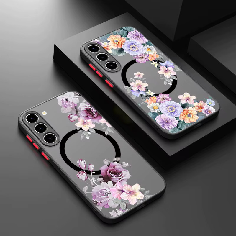 Magnetische Handyhülle mit Blumenmuster für Samsung Galaxy S26 S25 S24 S23 Ultra S25 S24 FE A17 A37 A56 A55 A36 A16 A54 Acryl-Cover in Multicolour und Black - Bild 2