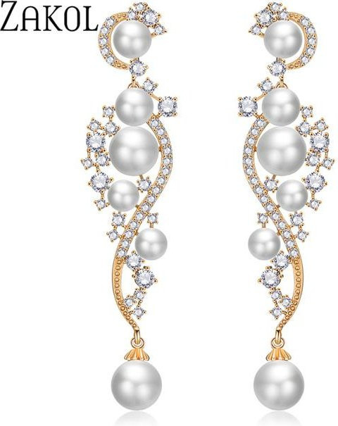 Wucifang Jewelry Ohrringe, Perle, Zirkonia, Weiß, Damen - Bild 1