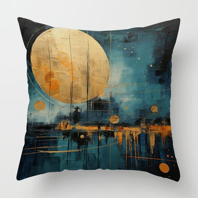 JMG Clothing Kissenbezug im nordischen Stil mit abstraktem geometrischem Design, Farbe: Blau, B/T/H: 50 x 50 x 0 cm - Bild 1