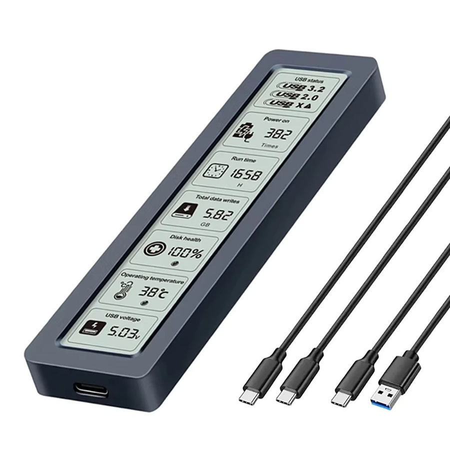 Kebidu M.2 SSD-Gehäuse für NVMe und SATA, USB Typ C Adapter mit Digitaldisplay, 10 Gbit/s, Schwarz - Bild 5