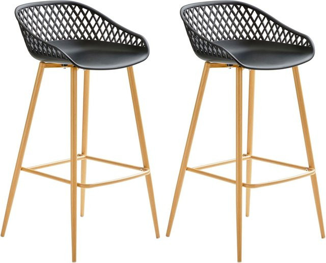 IDIMEX Barhocker 2er Set IREK im Retro-Design mit Diamantmuster und Metallgestell - Bild 1