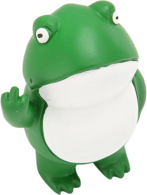 GoolRC Froschstatue Grüner Frosch mit Mittelfinger als Gartendekoration aus Kunststoff - Bild 1