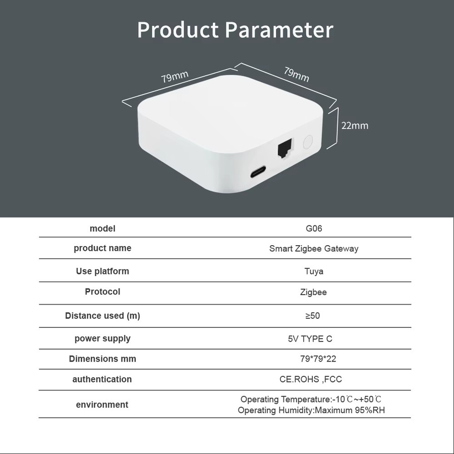 Lincukoo Tuya ZigBee Smart Hub Kabelgebundenes Gateway in Weiß zur Verbindung von bis zu 64 Geräten über die Smart Life App - Bild 5