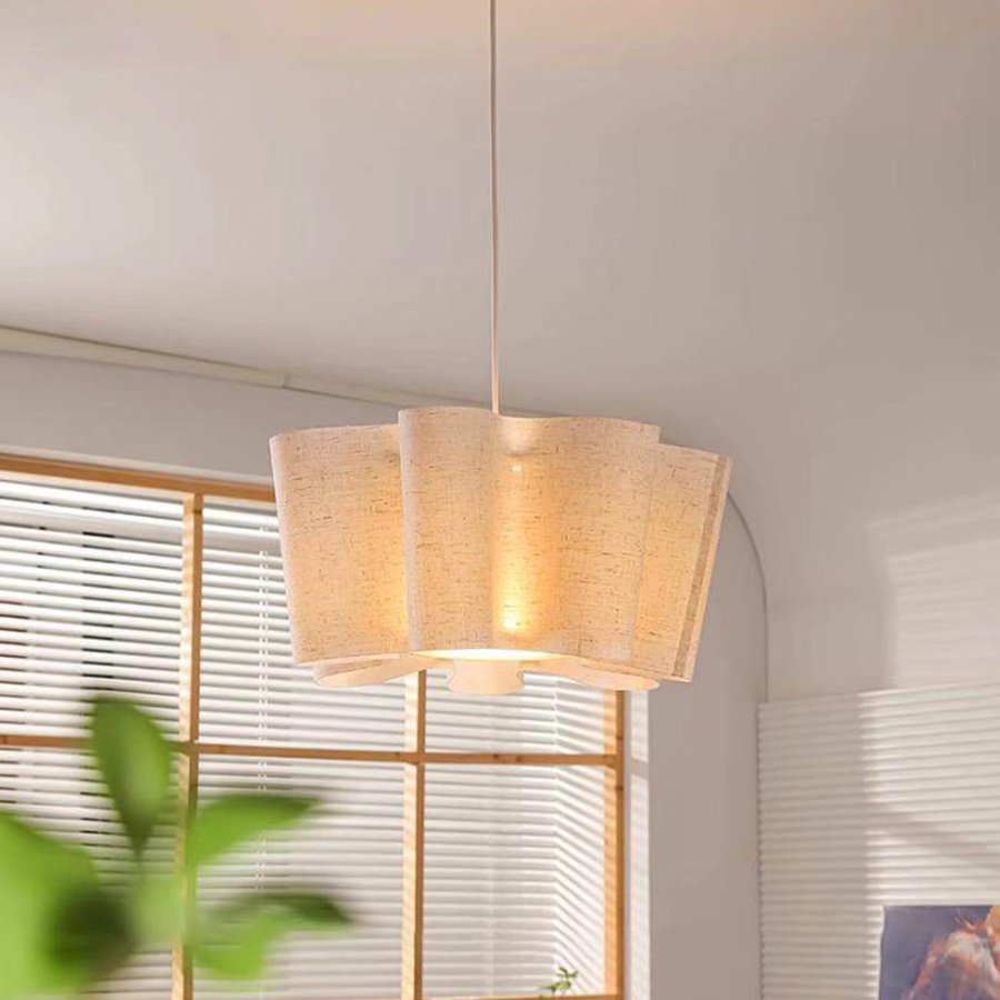 LINCCW Wabi-Sabi Stoff-Pendelleuchte in Schwarz, höhenverstellbare LED-Hängelampe für Wohnzimmer, Schlafzimmer und Küche - Bild 2