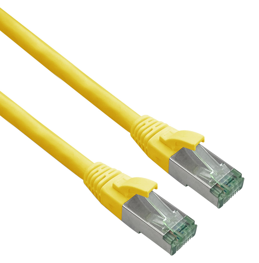 Helos Cat7 S/FTP Netzwerkkabel RJ-45 auf RJ-45 Gelb, Länge: 0,3 m - Bild 1