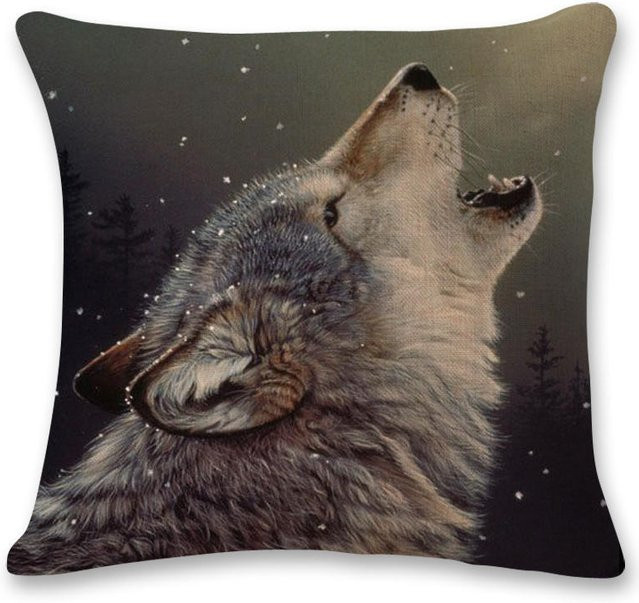 Wolfsmond Weiches Kissen mit Polyesterbezug im Peach Skin Design, B/B/H: 18 x 18 x 18 cm - Bild 1