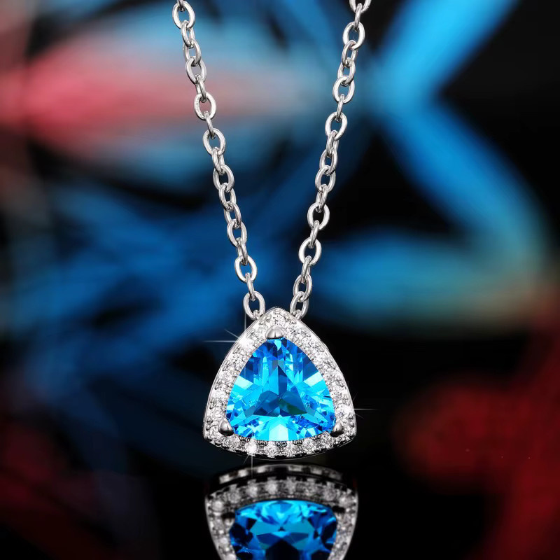 Huitan Halskette mit Anhänger, blaue Zirkonia, Damen - Bild 3