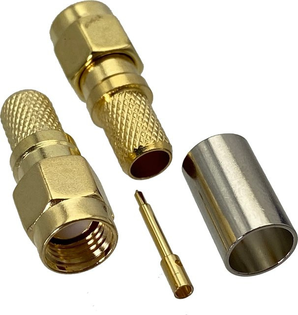 10 Stück SMA Stecker zum Crimpen in Gold für RG-8X und LMR-240 Kabel - Bild 1