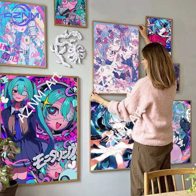 KAYOU Wasserfester Anime-Poster Aufkleber mit Hatsune Miku Motiv in Mehrfarbig - Bild 1