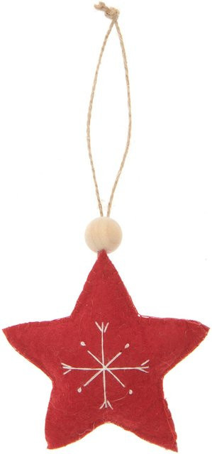 Rico Design Weihnachts-Filzstern mit Schneeflocken-Stickerei in Rot - Bild 1