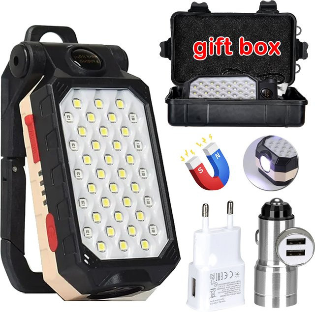 XIWANGFIRE Wiederaufladbare LED COB Arbeitsleuchte mit Magnet, wasserdichte Camping-Laterne in Schwarz mit Power-Display - Bild 1