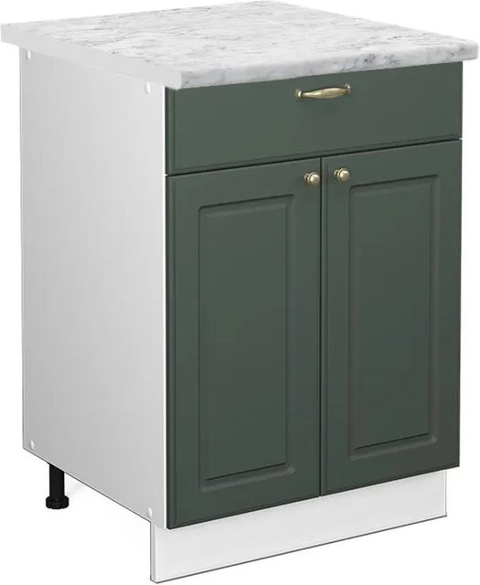 Vicco Küchenunterschrank Fame-Line in Grün-Gold und Weiß im Landhausstil mit Schublade und Soft-Close-Türen, B: 60 cm, H: 82 cm, T: 60 cm - Bild 1