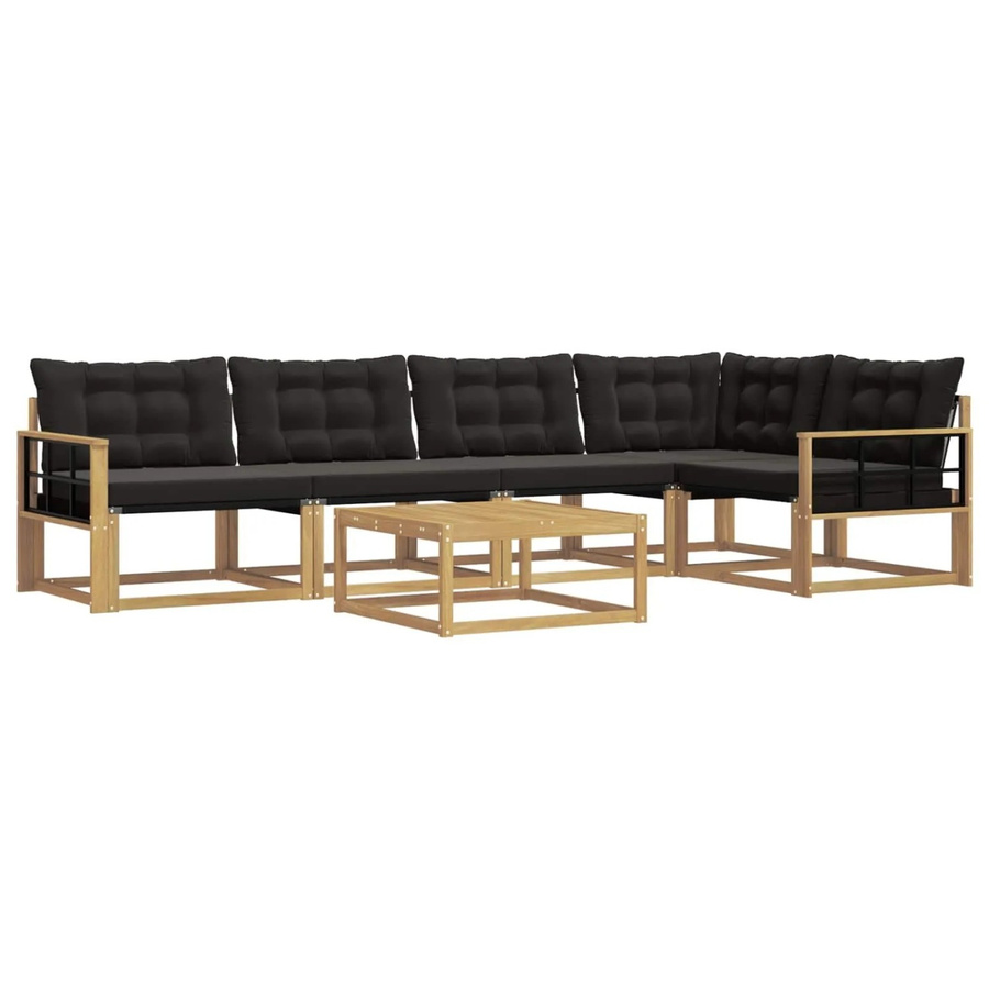 vidaXL Outdoor-Sofagarnitur 6-teilig in Weiß und Schwarz mit Holz- und Polsterelementen B/T/H: 79 x 79 x 37 cm - Bild 2