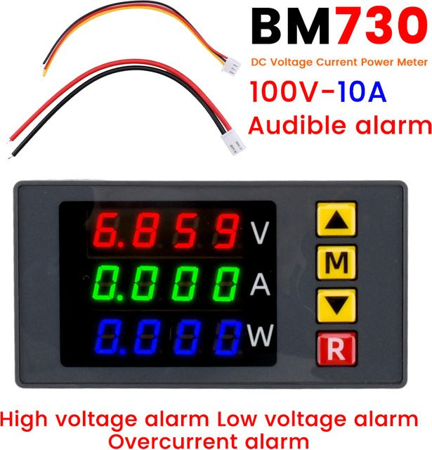 Gaqqee BM730 Digitales Voltmeter Amperemeter Wattmeter Energiemessgerät 0-100V 10A 1000W in Rot und Schwarz - Bild 1