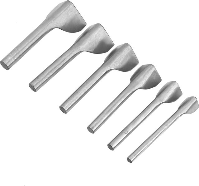GoolRC 6-teiliges Set V-Form Stanze für Lederhandwerk zum Schneidern von Gürtelenden in Grau - Bild 1