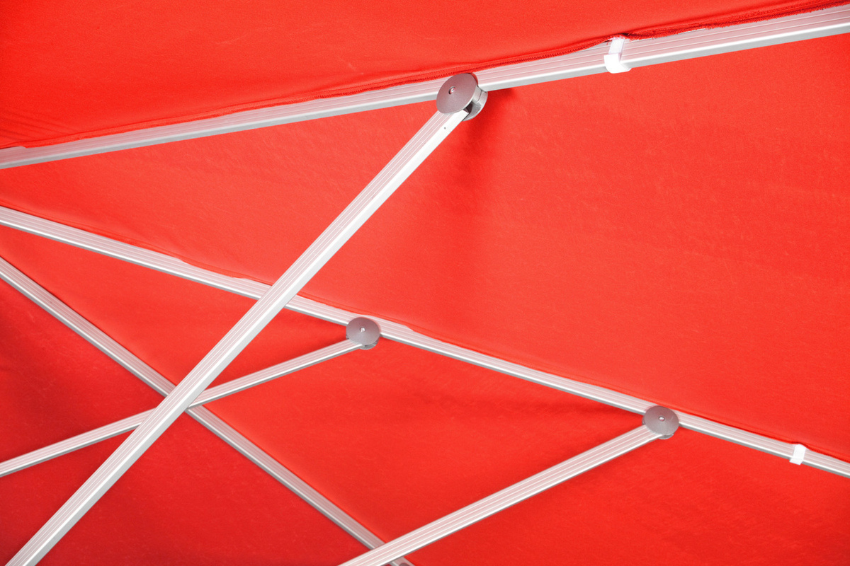 Doppler Sonnenschirm Telestar in Rot mit Volant und Windventil, B/T: 400 x 400 cm - Bild 2
