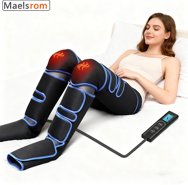 Maelsrom 6-Kammer-Luftkompressions-Beinmassagegerät mit Wärmetherapie in Schwarz - Bild 1