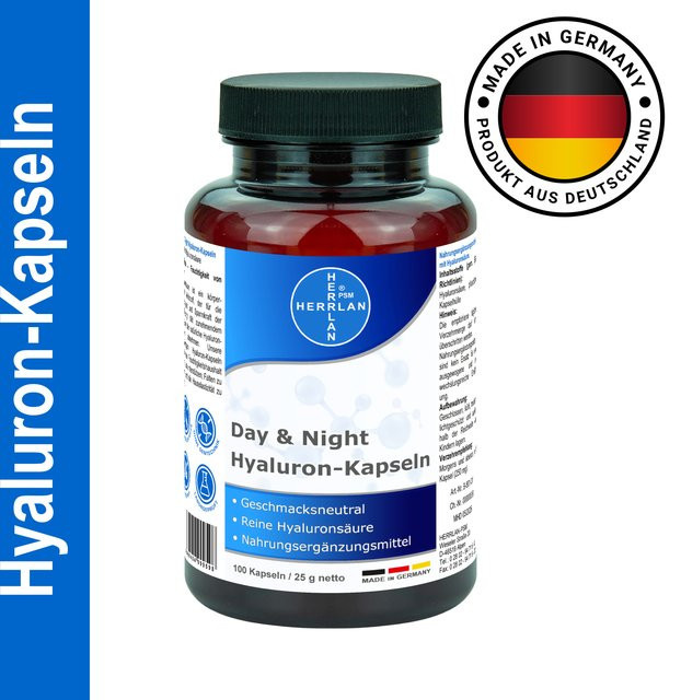 HERRLAN Hyaluron-Kapseln Day & Night, 100 Stück, Hyaluronsäure - Bild 1