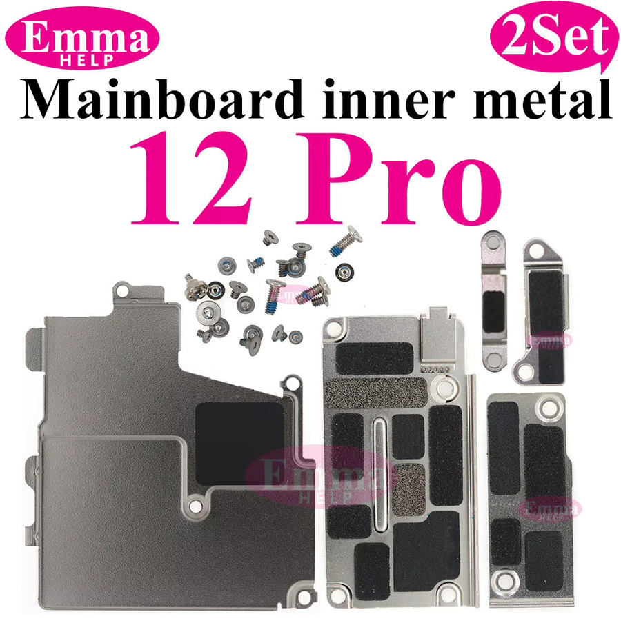 EmmaHelp 2er-Set Innere Metall-Abdeckplatte für iPhone 13 12 15 Pro Max 14 Plus mit Schrauben in Silber - Bild 3
