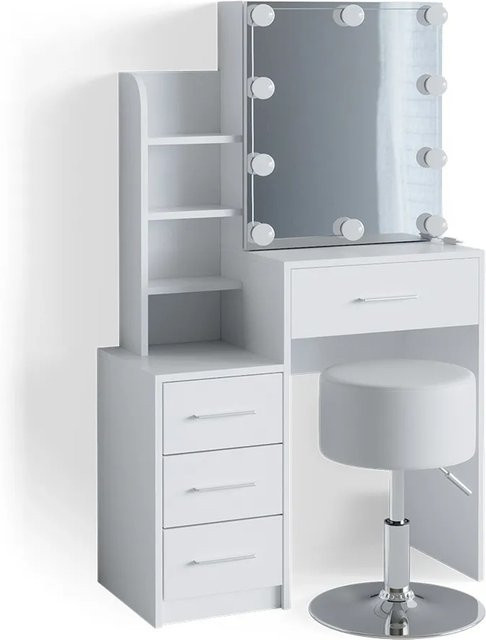 Vicco Schminktisch Conrada Weiß mit LED-Beleuchtung und Hocker - Bild 2