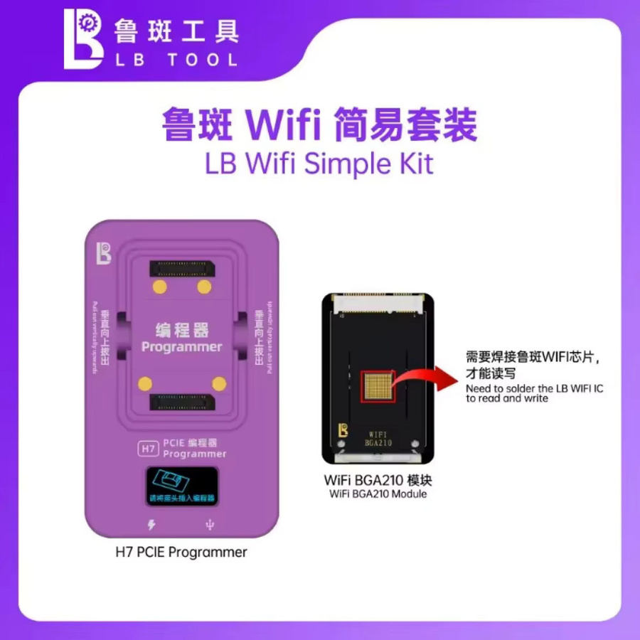 LuBan H7 BGA 110 315 210 PCIE Nand Programmierer für iPhone und iPad zur Kapazitätserweiterung und Datenüberarbeitung mit Wifi in Purple - Bild 2