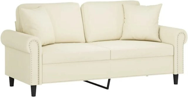 vidaXL 2-Sitzer-Sofa in Creme mit Zierkissen aus Samt und Metallgestell - Bild 1