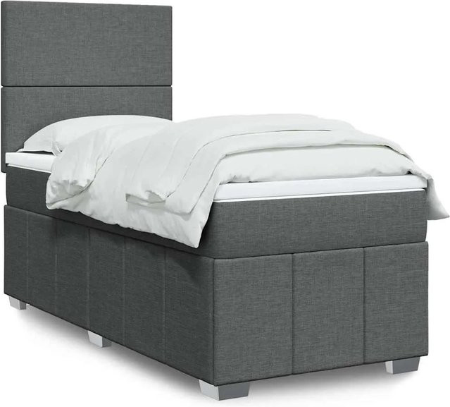 vidaXL Boxspringbett mit Matratze Dunkelgrau B/T/H: 80 x 200 x 140,5 cm mit USB-Anschluss und Unterbettbeleuchtung - Bild 1